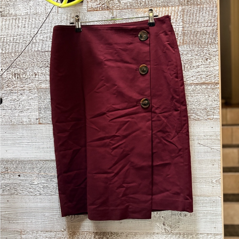3/$30 | Ann Taylor Factory | Faux-Wrap Pencil Skirt - Women's 8, Maroon